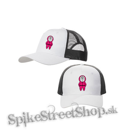 SQUID GAME - Character - bieločierna sieťkovaná šiltovka model "Trucker Cap"