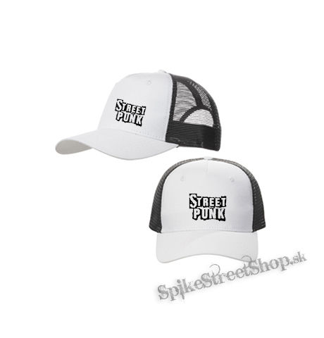 STREET PUNK - Logo - bieločierna sieťkovaná šiltovka model "Trucker Cap"