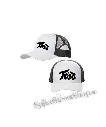 TURBO - Logo White - bieločierna sieťkovaná šiltovka model "Trucker Cap"