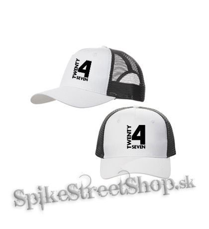 TWENTY FOR SEVEN - Logo - bieločierna sieťkovaná šiltovka model "Trucker Cap"