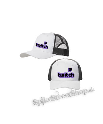 TWITCH - Purple Logo Sign - bieločierna sieťkovaná šiltovka model "Trucker Cap"