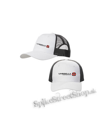 UMBRELLA CORPORATION - Logo Red White - bieločierna sieťkovaná šiltovka model "Trucker Cap"