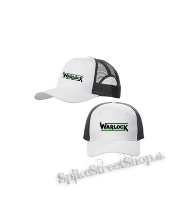 WARLOCK - Logo - bieločierna sieťkovaná šiltovka model "Trucker Cap"