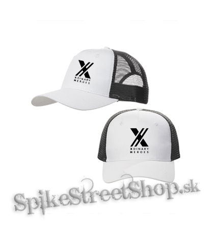 XDINARY HEROES - Logo - bieločierna sieťkovaná šiltovka model "Trucker Cap"