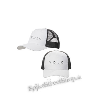 YOLO - You Only Live Once - bieločierna sieťkovaná šiltovka model "Trucker Cap"