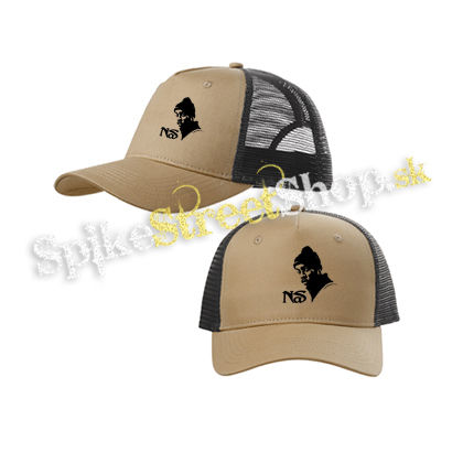NAS - Logo & Portrait - pieskovočierna sieťkovaná šiltovka model "Trucker Cap"