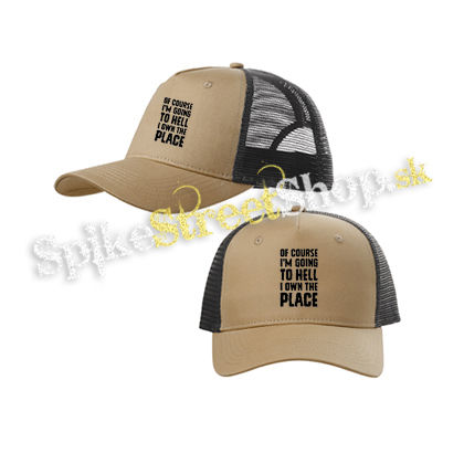 OF COURSE I´M GOING TO HELL - pieskovočierna sieťkovaná šiltovka model "Trucker Cap"