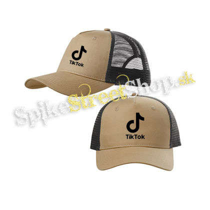 TIK TOK - Logo - pieskovočierna sieťkovaná šiltovka model "Trucker Cap"
