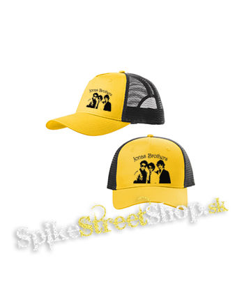 JONAS BROTHERS - Logo & Band - žltočierna sieťkovaná šiltovka model "Trucker Cap"