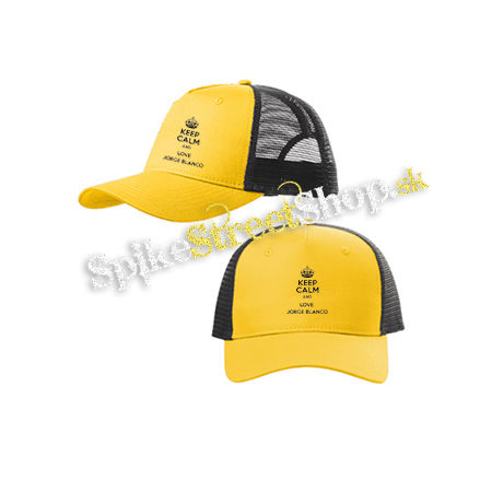 KEEP CALM AND LOVE JORGE BLANCO - žltočierna sieťkovaná šiltovka model "Trucker Cap"
