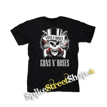 GUNS N ROSES - Red White Skull And Logo - pánske tričko