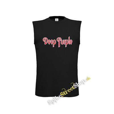 DEEP PURPLE - Logo Red White - čierne pánske tričko bez rukávov