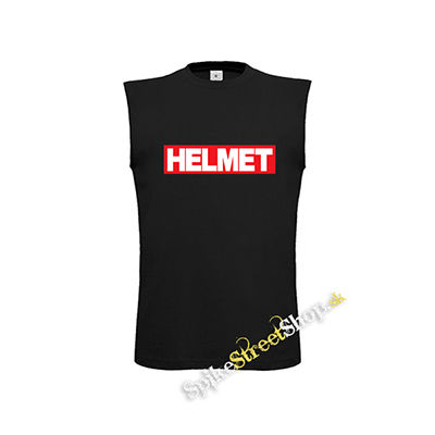 HELMET - Logo Red White - čierne pánske tričko bez rukávov