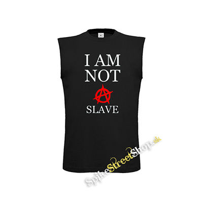 I AM NOT A SLAVE - Červené A - čierne pánske tričko bez rukávov