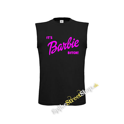 ITS BARBIE BITCH - Logo Ruzove - čierne pánske tričko bez rukávov