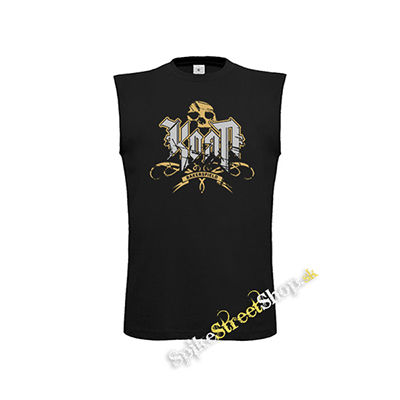 KORN - Logo Crest Bakersfield Gold - čierne pánske tričko bez rukávov
