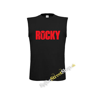ROCKY - Red Rocky Balboa Movie Logo - čierne pánske tričko bez rukávov