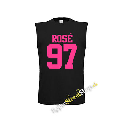 ROSÉ 97 - Pink Logo - čierne pánske tričko bez rukávov