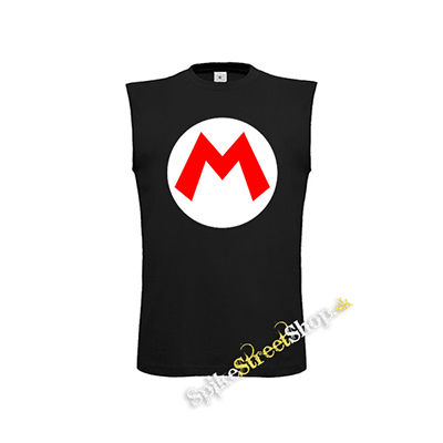 SUPER MARIO - Red Logo Crest - čierne pánske tričko bez rukávov