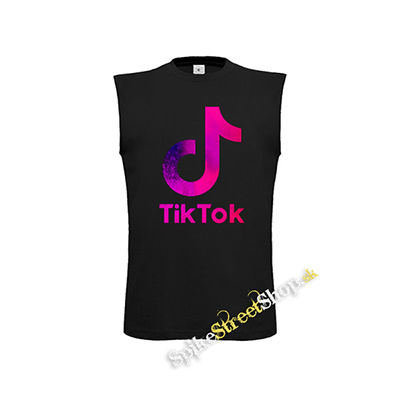 TIK TOK - Logo Rainbow - čierne pánske tričko bez rukávov