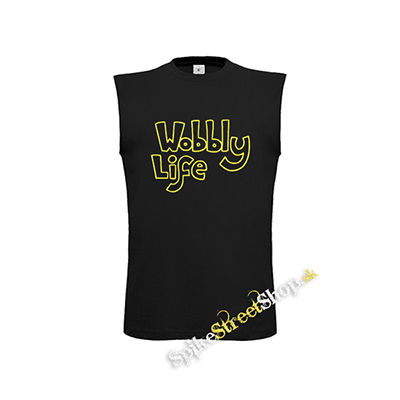 WOBBLY LIFE - Logo Yellow - čierne pánske tričko bez rukávov