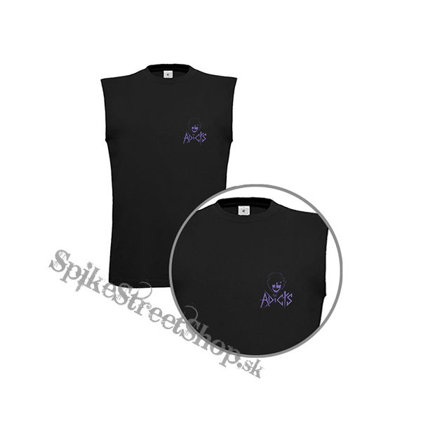 ADICTS - Purple Feline - čierne pánske tričko bez rukávov