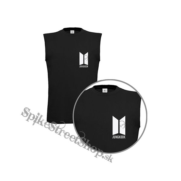 JUNGKOOK - BTS Logo & Portrait - čierne pánske tričko bez rukávov