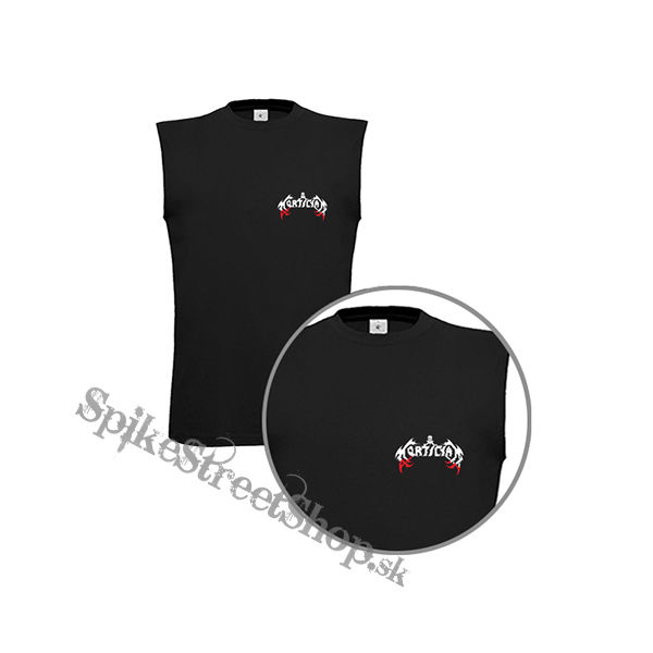 MORTICIAN - Logo Red - čierne pánske tričko bez rukávov