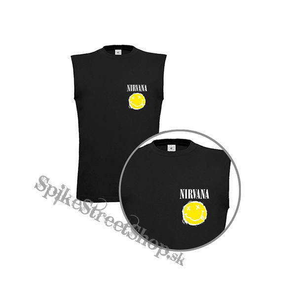 NIRVANA - Yellow Black Smile - čierne pánske tričko bez rukávov
