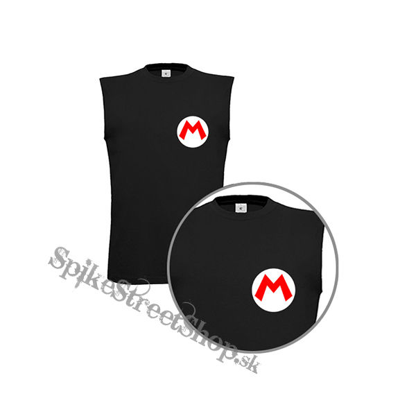 SUPER MARIO - Red Logo Crest - čierne pánske tričko bez rukávov