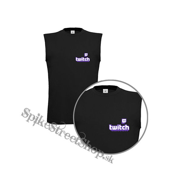 TWITCH - Purple Logo Sign - čierne pánske tričko bez rukávov
