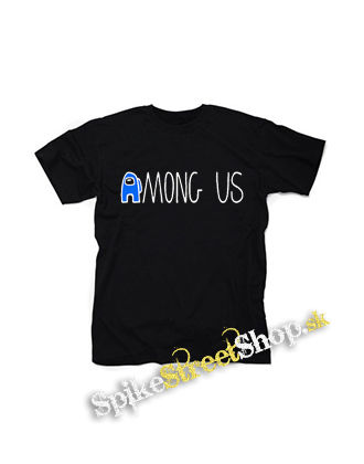 AMONG US - Blue White Logo - čierne detské tričko