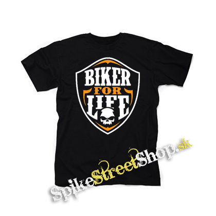 BIKER FOR LIFE - Skull Logo Crest - čierne detské tričko