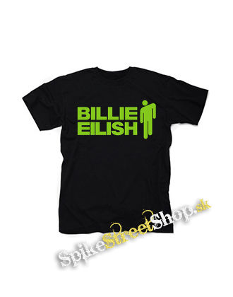BILLIE EILISH - Logo And Stickman - čierne detské tričko