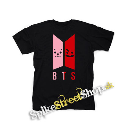 BTS - Emoji BT21 Logo COLOUR - čierne detské tričko