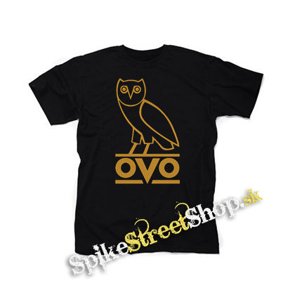 DRAKE - Gold OVO Logo - čierne detské tričko