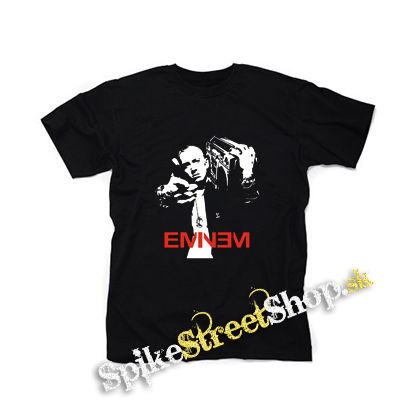 EMINEM - Logo & Portrait na ČIERNE - čierne detské tričko
