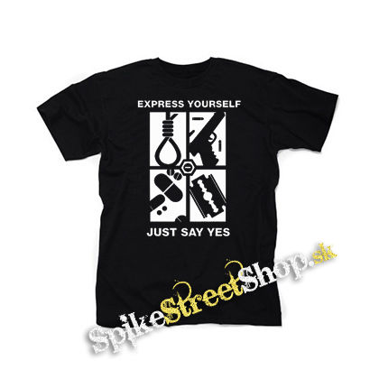EXPRESS YOURSELF JUST SAY YES - čierne detské tričko