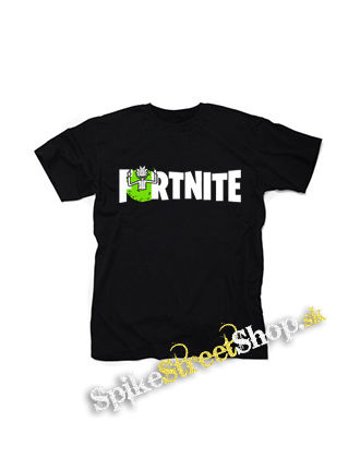 FORTNITE Season 7 - Rick Sanchez Logo - čierne detské tričko