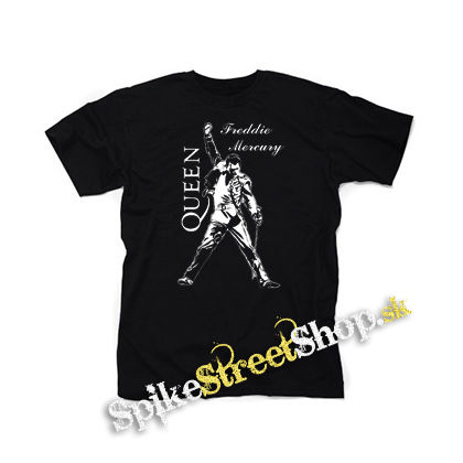 FREDDIE MERCURY - Logo & Portrait - čierne detské tričko