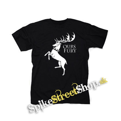 GAME OF THRONES - OURS IS THE FURY - House Baratheon - čierne detské tričko
