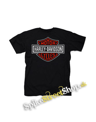 HARLEY DAVIDSON - Red Crest Logo Motive 2 - čierne detské tričko