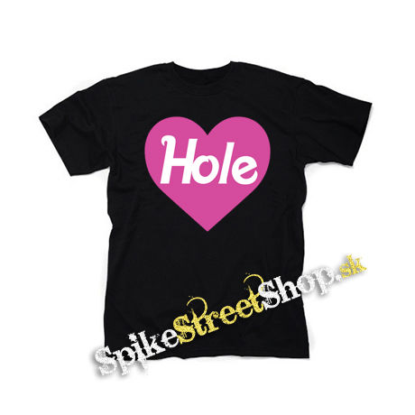 HOLE - Pink Logo Heart - čierne detské tričko