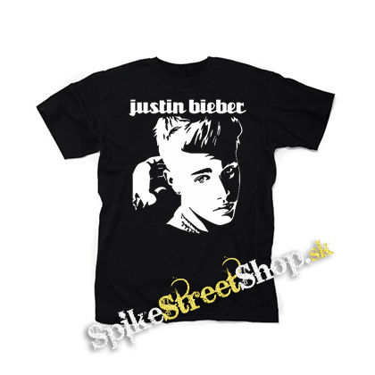 JUSTIN BIEBER - Logo & Portrait Motive 1 - čierne detské tričko