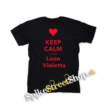 KEEP CALM I LOVE LEON VIOLETTA - čierne detské tričko