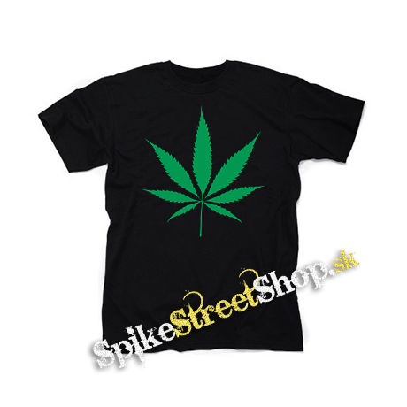 MARIHUANA - Green Leaf - čierne detské tričko