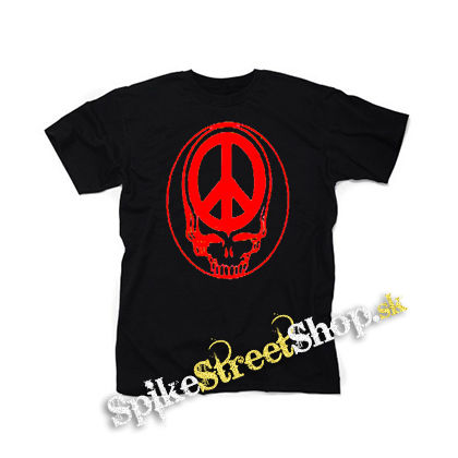 PEACE SKULL - čierne detské tričko