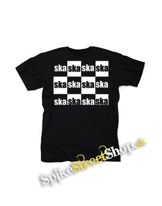 SKA - Šachovnica - čierne detské tričko