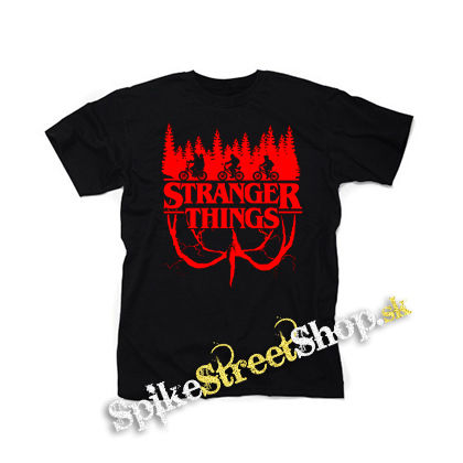 STRANGER THINGS - Logo Flip - čierne detské tričko