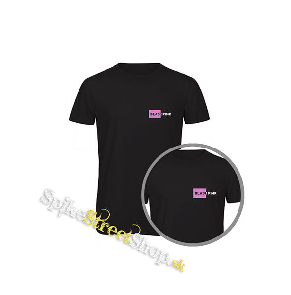 BLACKPINK - Pink Square Crest B&W - čierne detské tričko